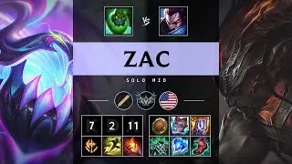 Zac Mid vs Yasuo - NA Challenger Patch 25.15