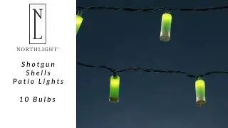 Shotgun Shells Patio Lights - Green & Gold - 6' Green Wire - 10ct | Northlight HA95166 | Northlight