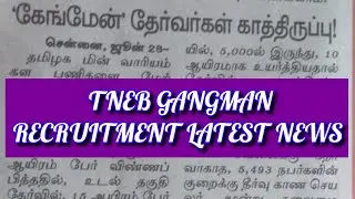 TNEB GANGMAN  RECRUITMENT 2022 | TNEB GANGMAN JOB |  TANGEDCO GANGMAN | TANGEDCO JOB | TANGEDCO NEWS