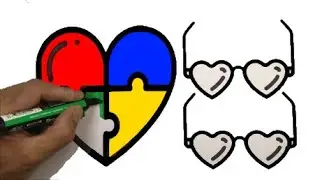 Heart and Glasses Drawing and Coloring for Kids - Coloring Pages for Baby