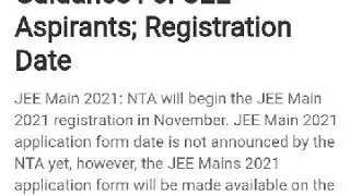 Latest news about Jee mains 2021.Registration dates of jee mains 2021.👆👆👆