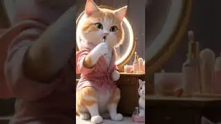 Fluffy Cat Gives Her Kitten a Makeover #cat #foryou #trending #shorts #youtubeshorts #tiktok