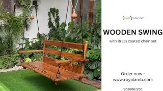 Wooden swing with brass coated chain (Call/whatsapp 9636862255) #woodenswing #jhula