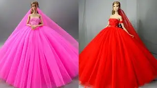 Disney Princess Doll Makeover ~ DIY Miniature Ideas for Barbie - Wig, Dress, Faceup, andMore! DIY
