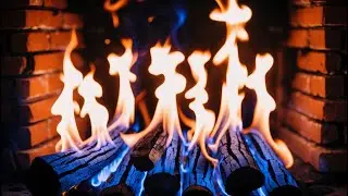 Stress Relief & Inner Silence | Soft Blue Fire Moves Gently Through a Cozy Night Fireplace