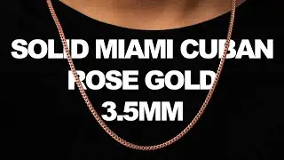 LoveBling 10k Rose Gold 3.5mm Solid Miami Cuban Link Chain Necklace with Lobster Lock (16
