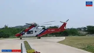 Minister KTR Helicopter Visuals | KTR Helicopter Entry In Mahabubnagar | Public News Telangana