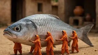 Tiny Women Enjoying Fish, Roti & Lassi | Saada Punjabi Family Meal | Miniature Village HD