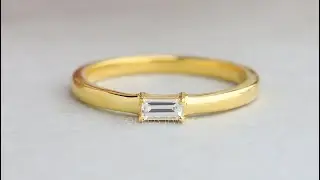 Antique Shape Baguette Cut Solitaire Engagement Ring @ourosjewels