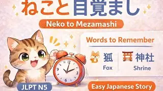 ねこと目覚まし時計 ⏰🐱 | Easy Japanese Story | Words to Remember & Kanji | JLPT N5