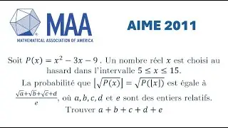 Des racines, des parties entières, de la probabilité. Sympa ! AIME 2011