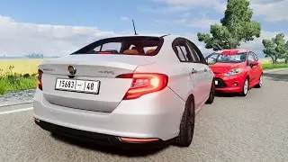 🚗 تجربة Fiat Egea في BeamNG Drive | اختبار المحرك وحوادث واقعية وخطيرة 🔥