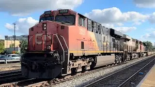 CN 2253 ES44DC Leads An Empty Well Car Train Through Homewood!