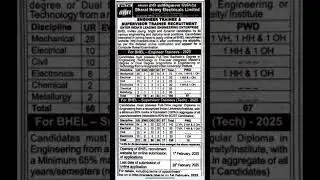 Advertisement Of BHEL Engineer Trainee 2025 Recruitment