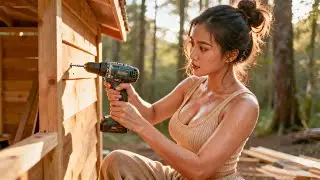 Girl Leaving the City for the Forest: Building a Simple Wooden House by the Stream | Ly Thi Bong