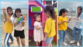 Nerf Gun 2 Girls & Power Girl 🤩🔋 Linh Nhi Family #shorts By LNS vs SH