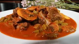Bistec Suavecito Con Champiñones En Chilito Rojo
