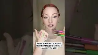 Swatching Wet N Wild&rsquo;s NEW Chameleon Chrome Liquid Eyeliners 😍 #makeupswatches #makeupreview