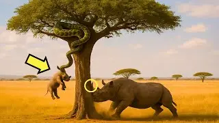 GIANT SNAKE ATTACKS BABY RHINO    AND WHAT ITS MOTHER DOES IS SHOCKING