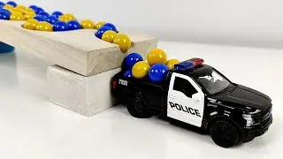 Marble run race ASMR ☆ two Haba slope & police car