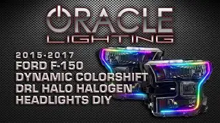 2015-2017 Ford F-150 ORACLE Dynamic ColorSHIFT Headlight DRL Halo Halogen Kit DIY