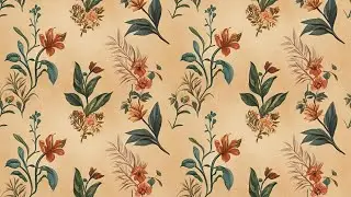 Vintage Botanical TV Wallpaper &ndash; Seamless Floral Pattern on Parchment