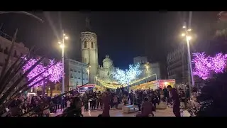 Valencia, Spain 🇪🇸/ December 2022/ Walking Tour Christmas Decorations/ice skating rink .