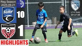 Bay Area Surf 13B MLS 2 10-1 Sunnyvale Alliance 12B White | NorCal U14 Gold | 2025-09-21 | HL