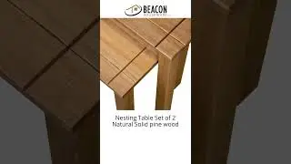 Nesting Table Set of 2 Natural Solid pine wood