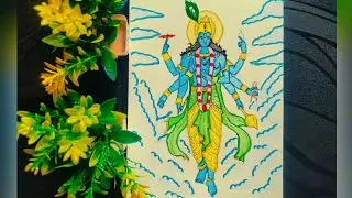 Bhagwan Vishnu | Part 2 Art 💓🥹 | Drawing | #vishnuart #divinedrawing #bhaktiart #viralvideo #drawing