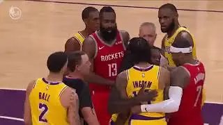 CRAZY Lakers and Rockets Fight w/ James Harden and Brandon Ingram