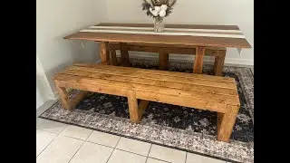 DIY 6 Foot Dining Bench Tutorial  -- One Handed Woodworking