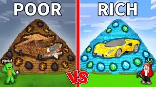 JJ and Mikey: POOR vs RICH Mountain Dig Battle in Minecraft - Maizen