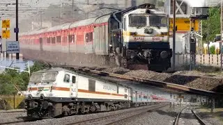 High Speed Clash of Diesel & Electric hauled Superfast Trains of Indian Railways at 130 km/hr pace.!