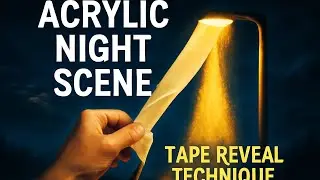 Acrylic Night Scene with Streetlight | Real-Time Painting Tutorial using Tape Reveal Technique