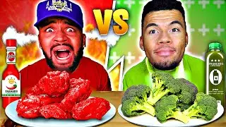 SCHARFES ESSEN VS GESUNDES ESSEN CHALLENGE !!!