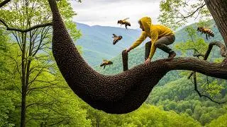 Dizzying Heights! Climbing a 50m Giant Tree Without Ropes for Honey.