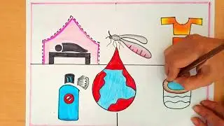 World Malaria Day Poster Drawing easy| How to prevent Malaria Disease Drawing | Mosquito Day Drawing
