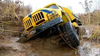 Soviet RC Truck ZIL 131 TRAPPED in a Creek! 😱 Solo Winch Escape