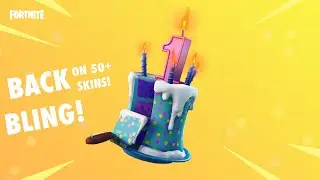 BIRTHDAY CAKE BACK BLING SHOWCASED ON 50+ SKINS! (Fortnite Battle royale)