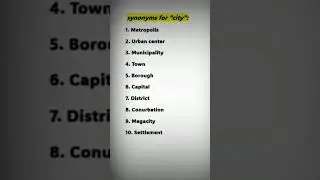 synonyms for City Urban#Municipality#Town#Municipality#ielts