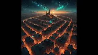 Night city sky slowly evolving video, pictures and music Ai created