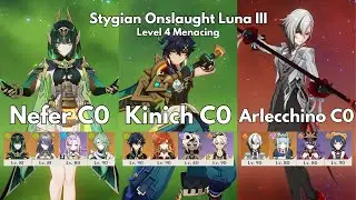 Nefer C0 & Kinich C0 & Arlecchino C0 Genshin Impact Stygian Onslaught (Menacing)