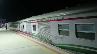 Khulna bound intercity train Simanta express passing Saidpur railway station.