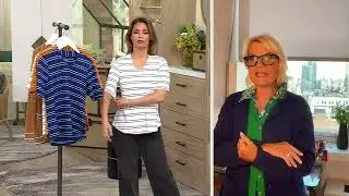 Isaac Mizrahi Live! Essentials Yarn Dye Stripe Elbow Slv Top on QVC