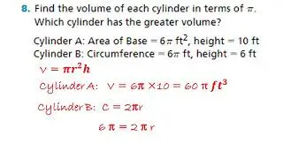 Continue Lesson 8-2: Find Volume of Cylinders. (Mahmoud Azab)