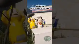Crazy Cartoon Party in Los Santos gets Crashed #gta #gtamods #trending #cartoon #simpsons #sonic