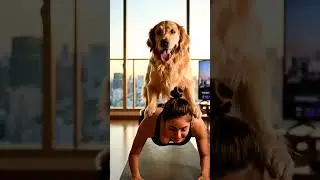 ✨ Yoga Plank Fun With My Dog 🐶 #YogaDog #GoldenRetriever #Shorts