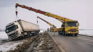 Black Ice Turns Trucks Into Skids&mdash;Then Power Wins. Extreme Winter Recovery Compilation