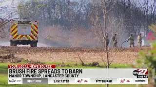 Firefighters tackle barn, brush fire in Lancaster County